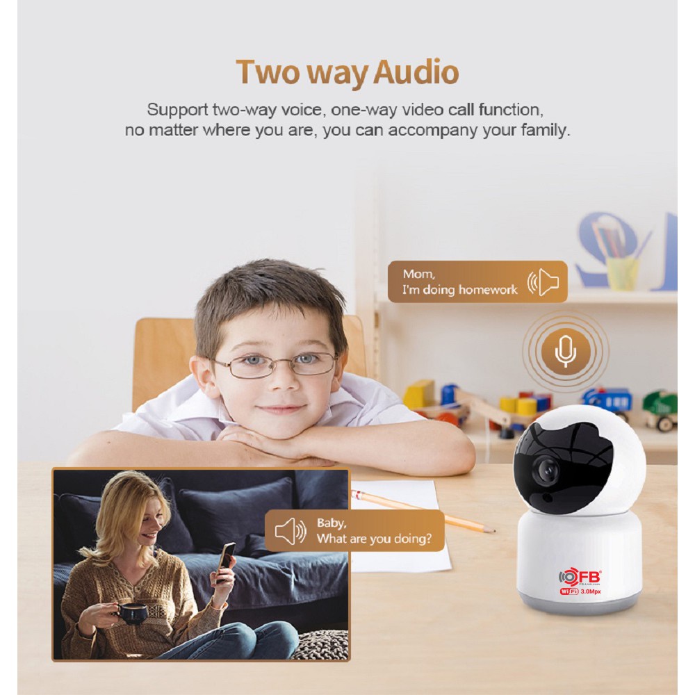 Camera IP Wifi FB-LINK Robo TY302 3.0MP Kèm Thẻ Nhớ 64GB - Dùng Trong Nhà | BigBuy360 - bigbuy360.vn