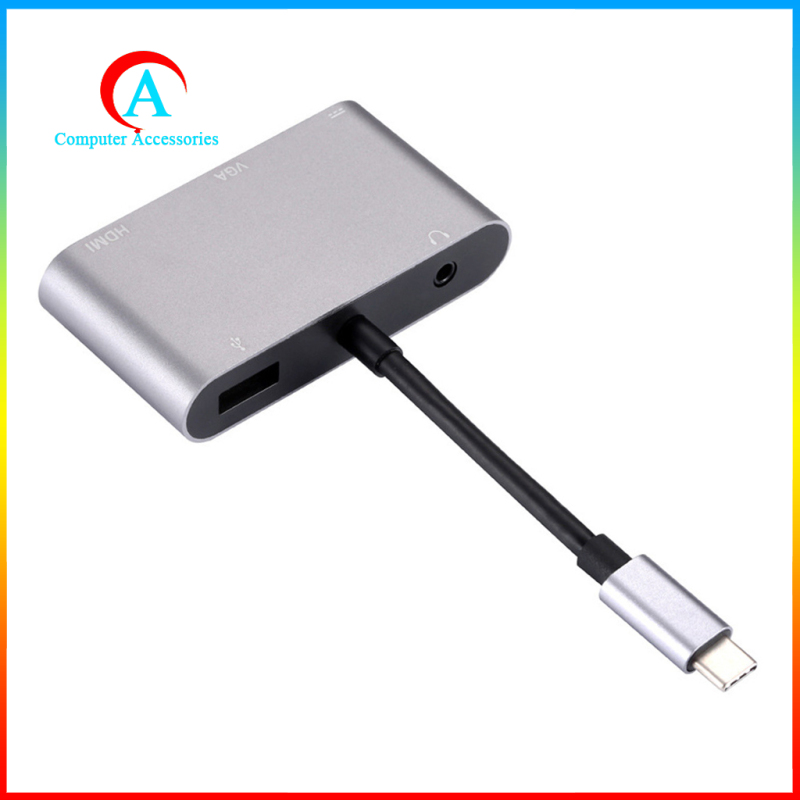 Bộ Chia Usb-C Type C Sang Hdmi Usb3.0 Pd Vga 3.5mm 5 Trong 1