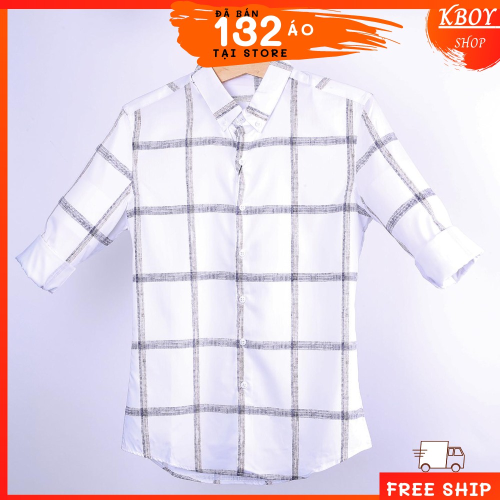Áo sơ mi sọc caro cao cấp, áo kiểu nam dáng ôm vừa vặn thoáng mát - thời trang công sở nam - 6269 | BigBuy360 - bigbuy360.vn
