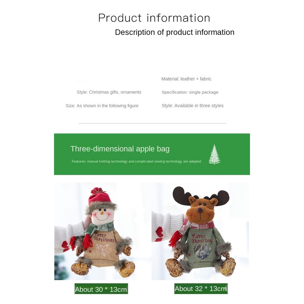 Túi vải đựng quà giáng sinh hình ông già noel/ người tuyết/ tuần lộc cho bạn gái