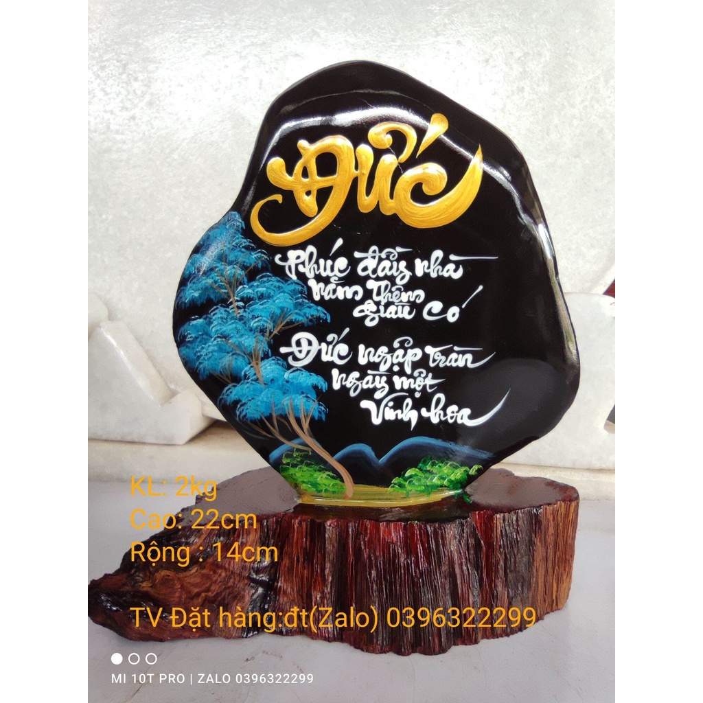 Thư pháp trên đá đen tuyền 💯 tự nhiên., Giá gốc tại xưởng, Khắc chữ thư pháp theo yêu cầu