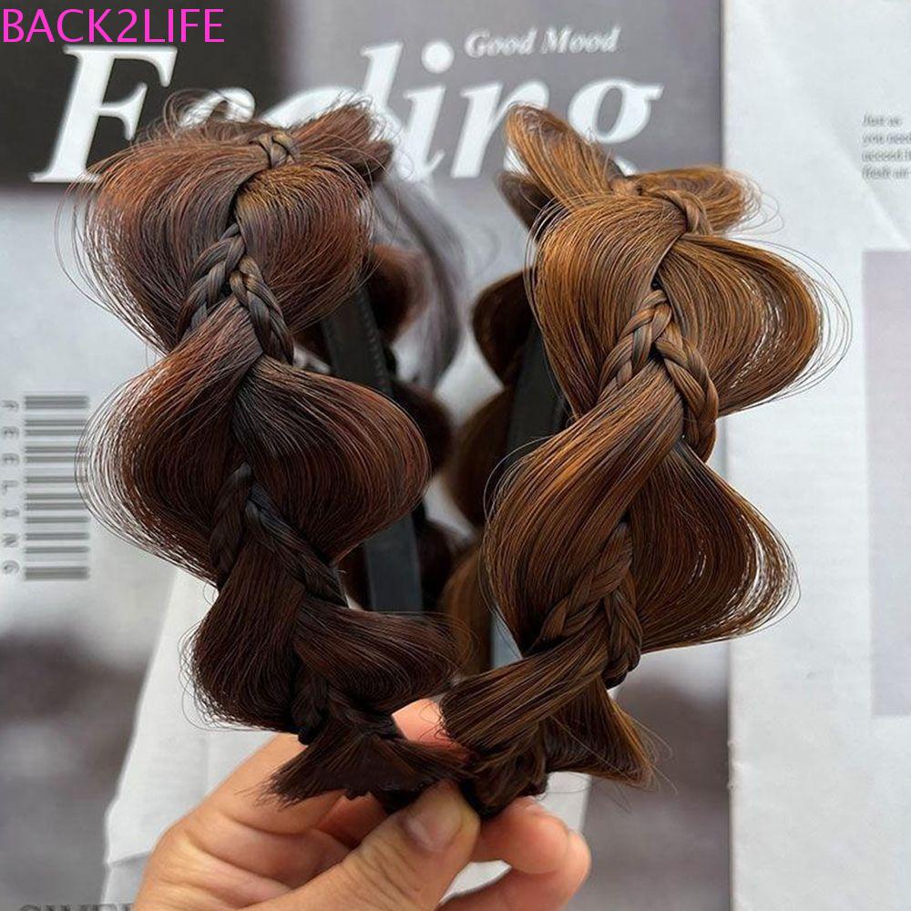 Băng Đô Cài Tóc Giả Thắt Bím Xương Cá Chống Trượt Bản Rộng Dễ Thương Rửa Mặt Dành Cho Bạn Nữ 2life