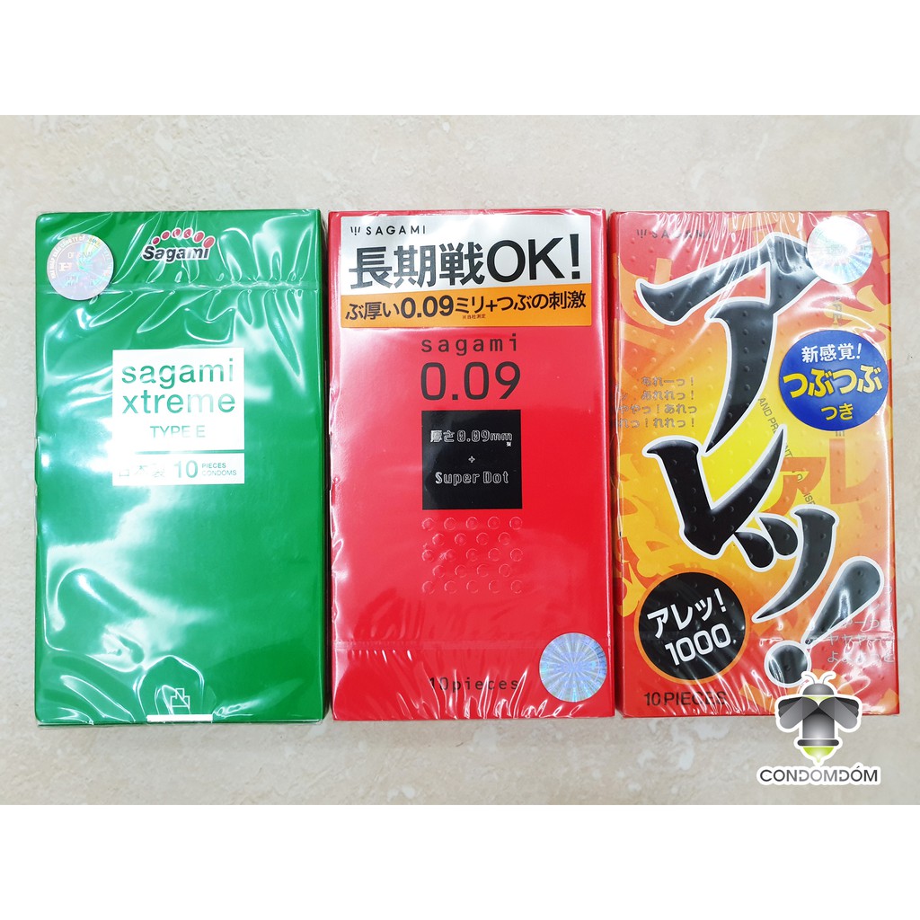 Combo 3 hộp 30 chiếc Bao cao su Sagami gai toàn thân, ôm sát tăng cảm xúc