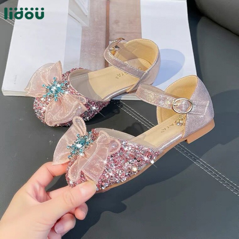 Giày công chúa đính đá lấp lánh cho bé gái dự tiệc sang trọng size 21-35 hàng Quảng Châu cao cấp