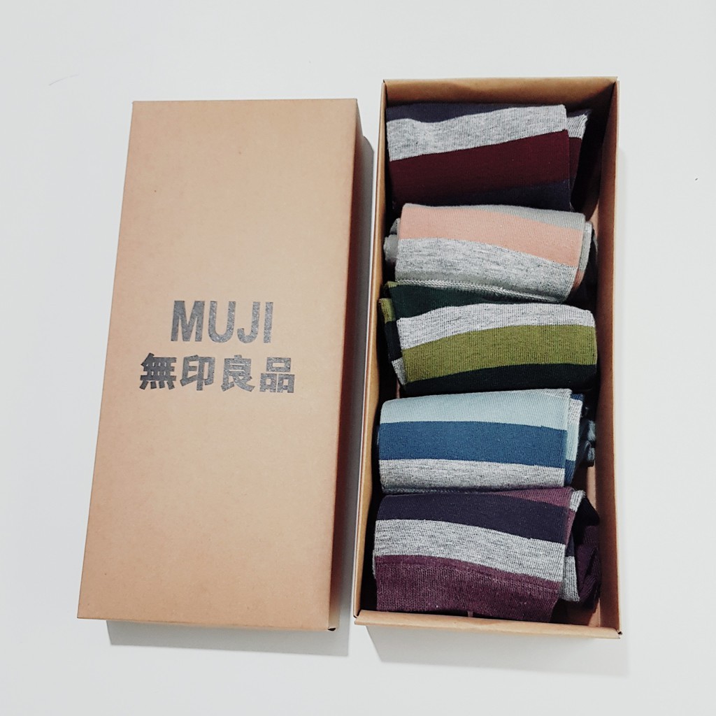 Tất nam - Hộp 5 Đôi Tất Xọc Cổ Cao MUJI Nam Cotton