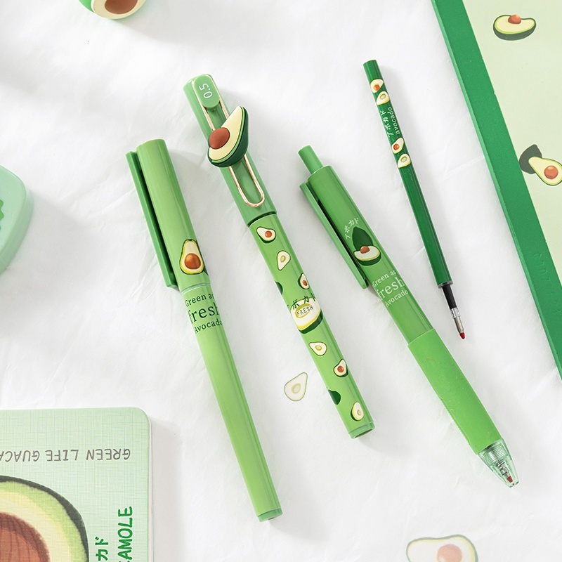 Bút gel ngòi 0.5mm mực đen hình quả bơ độc đáo