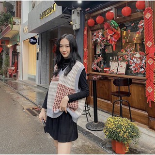 Áo len gile phối màu ulzzang