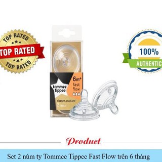 Set 2 núm ty Tommee Tippee Fast Flow trên 6 tháng
