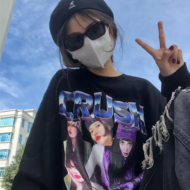 NRVP Áo Thun Nữ Dài Tay Cổ Tròn Thời Trang Hàn