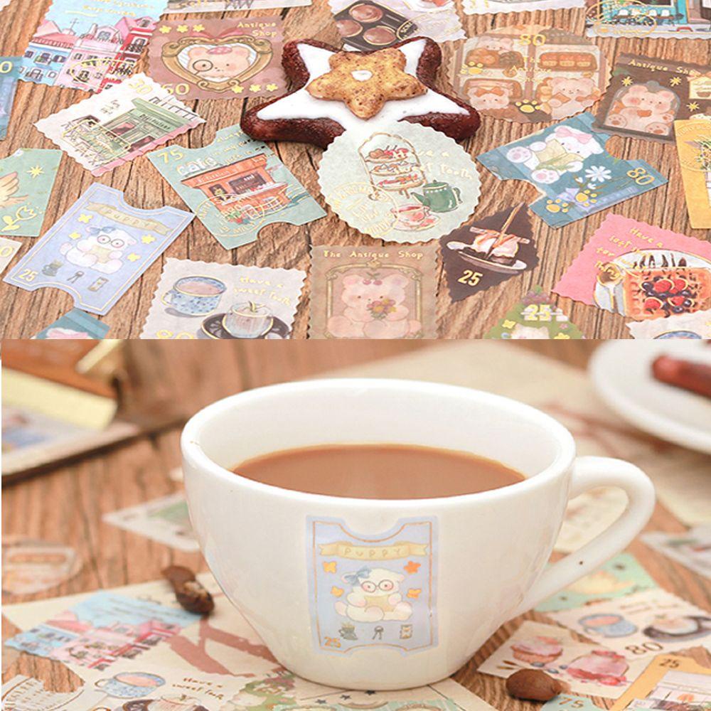 RAINBOW Bộ 45 Sticker Trang Trí Xinh Xắn Theo Phong Cách Retro