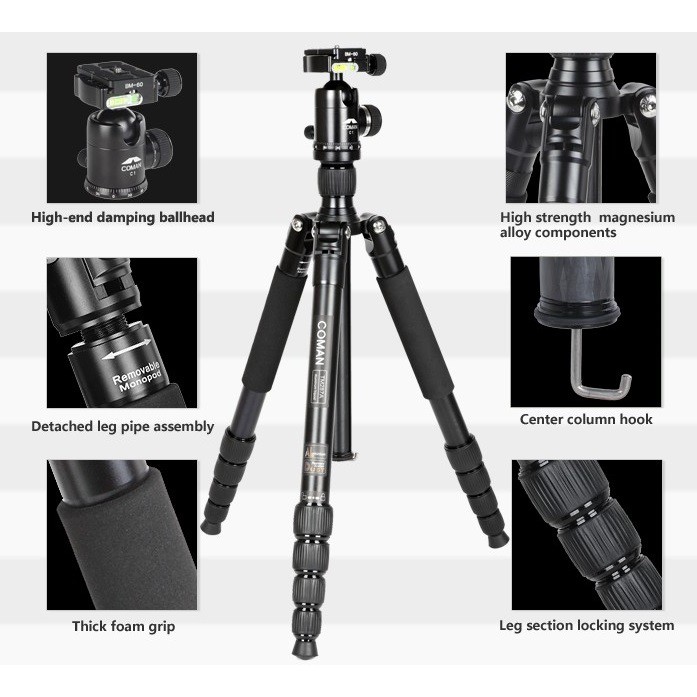 Chân máy ảnh tripod Coman TM257AC0