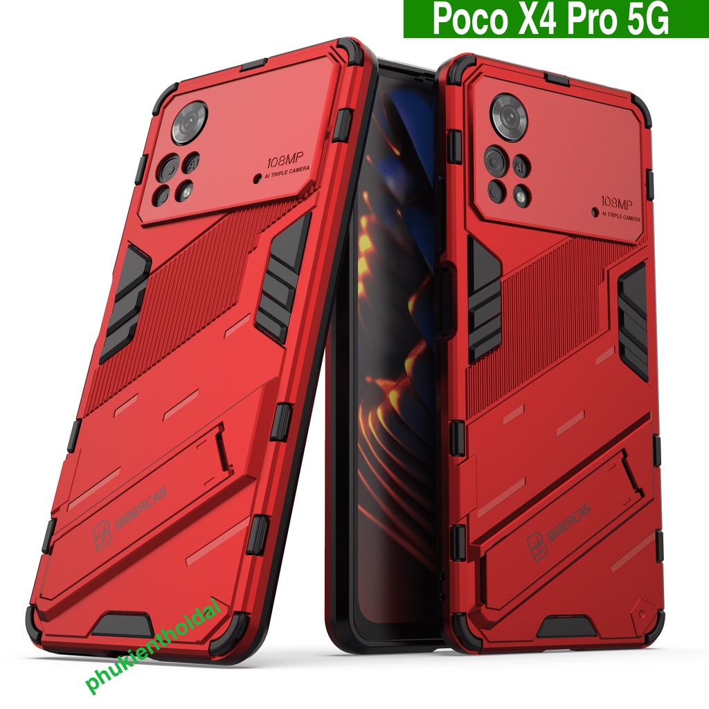 Ốp lưng Poco X4 Pro 5G Iron Man Ver 2 chống sốc giá đỡ chân đế mặt lưng bảo vệ camera