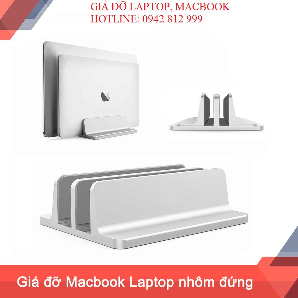 ❤️ Giá đỡ laptop, Kệ dựng gọn macbook bằng nhôm dạng đứng cứng cáp, sang trọng - 2 loại 1 khe và 2 khe