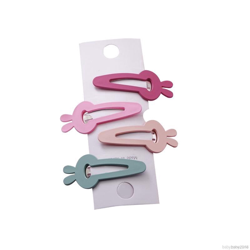 Set 4 kẹp tóc nhiều màu phối hình thỏ ngôi sao dễ thương cho bé gái