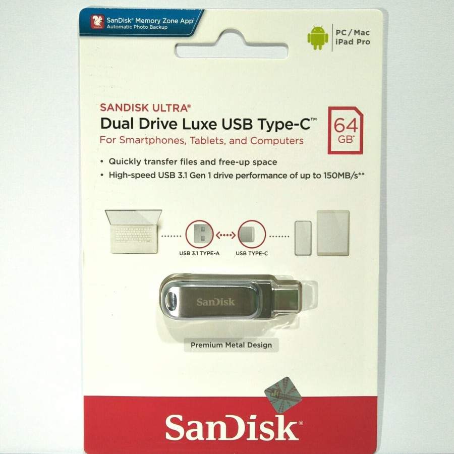 Ổ Cứng Sandisk Ultra Dual Drive Luxe Usb Type-C 64gb Usb 3.1 - Otg Type C 64 Gb