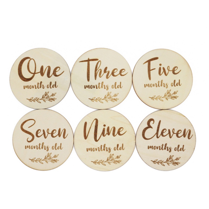 Set 6 Tấm Thẻ Đánh Dấu Cột Mốc Tháng Làm Quà Tặng Cho Bé Sơ Sinh