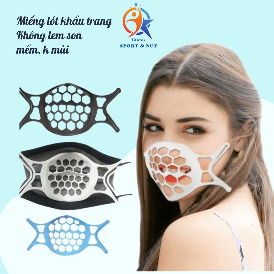 Miếng lót khẩu trang silicon, đệm khẩu trang 3d mềm thoáng khí, an toàn, chống lem son