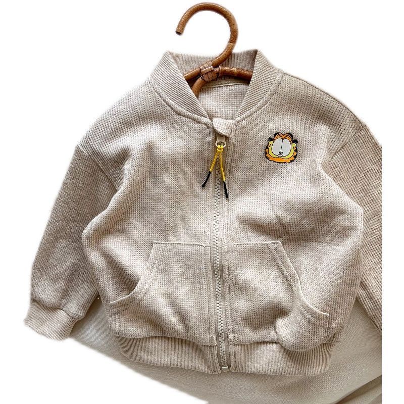 Áo Khoác Mềm Phối Khóa Kéo Họa Tiết Hoạt Hình Phong Cách Hàn Quốc Cho Bé Gái