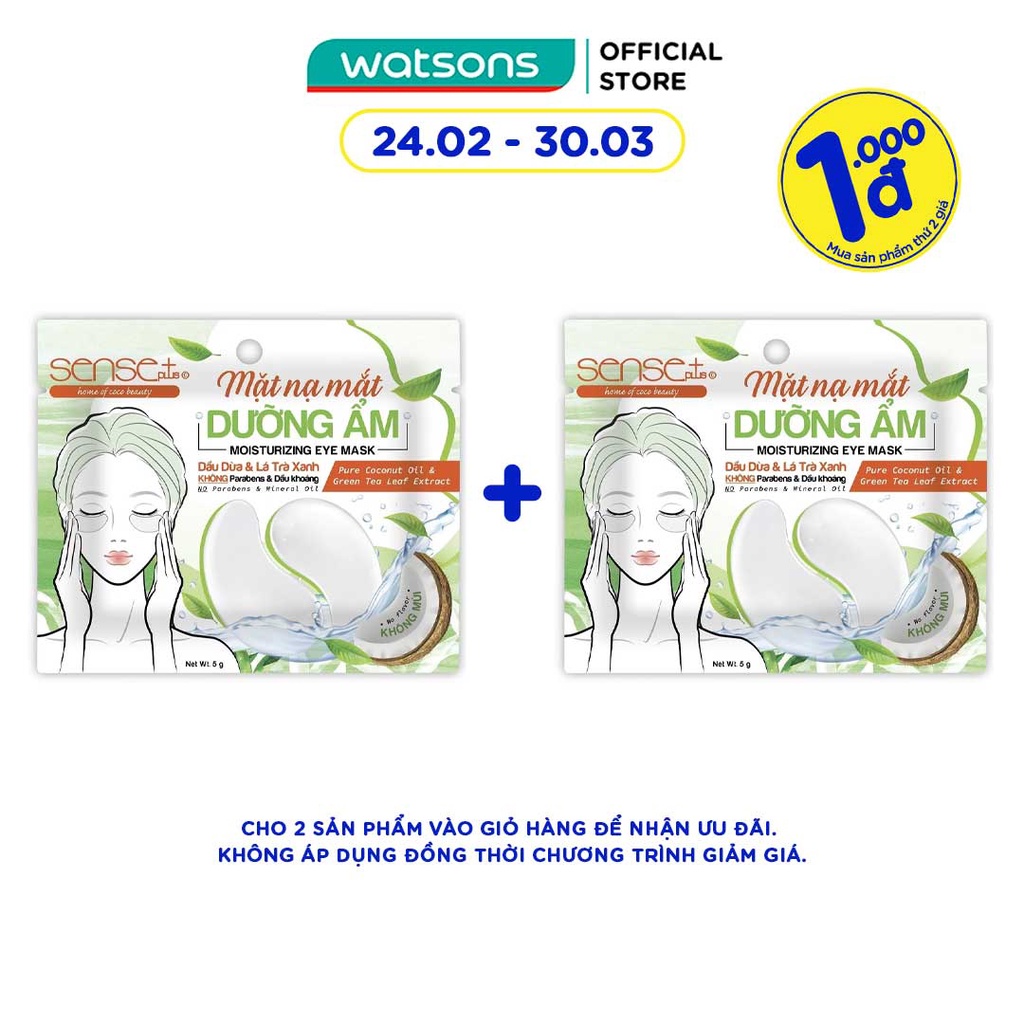 Mặt Nạ Mắt Sense Plus Moisturizing Dưỡng Ẩm Từ Dầu Dừa Và Lá Trà Xanh 5g