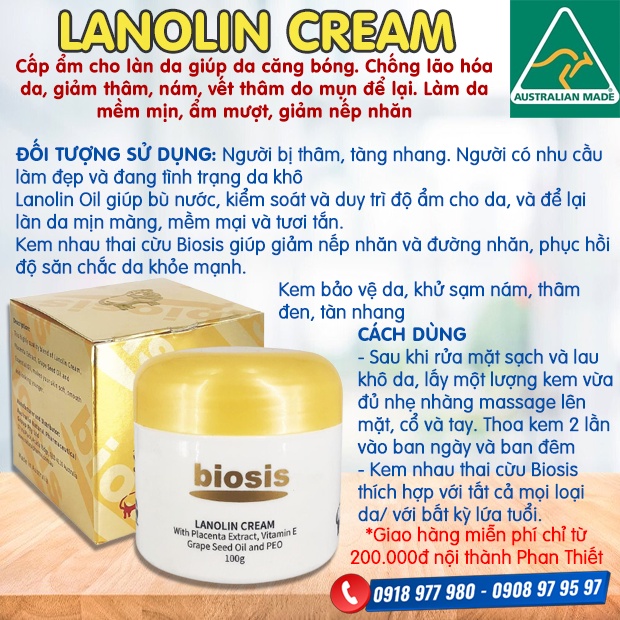 Kem chống lão hóa da Lanolin Cream -  giảm thâm, nám, nếp nhăn. Làm da mềm mịn, ẩm mượt, mang đến làn da tươi khỏe