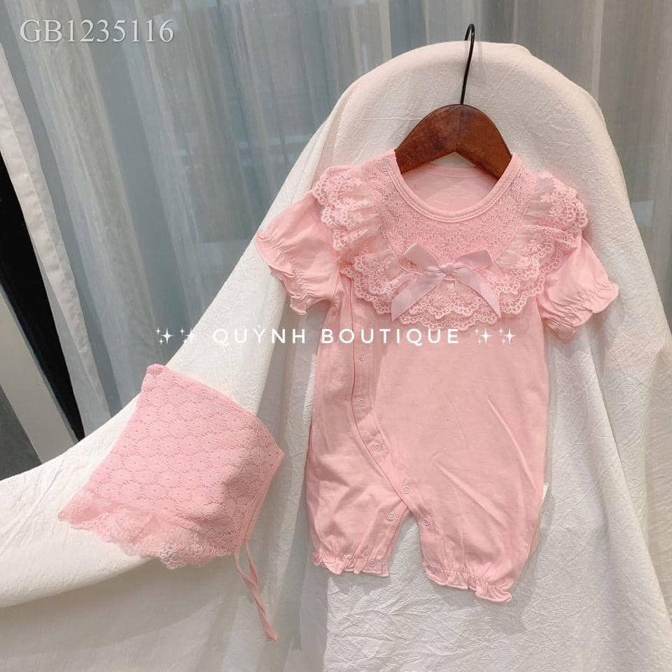 Bodysuit [QUỲNH BOUTIQUE] Body công chúa cho bé gái màu hồng, trắng (0-18M)