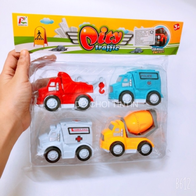 [HÀNG XỊN - TO - ĐẸP] Trọn bộ 4 xe công trường, xe cấp cứu, xe cứu hoả, xe cảnh sát chạy trớn