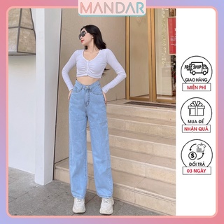 Quần jean ống rộng nữ quần baggy cạp cao tôn dáng hàn quốc Madar BG5100