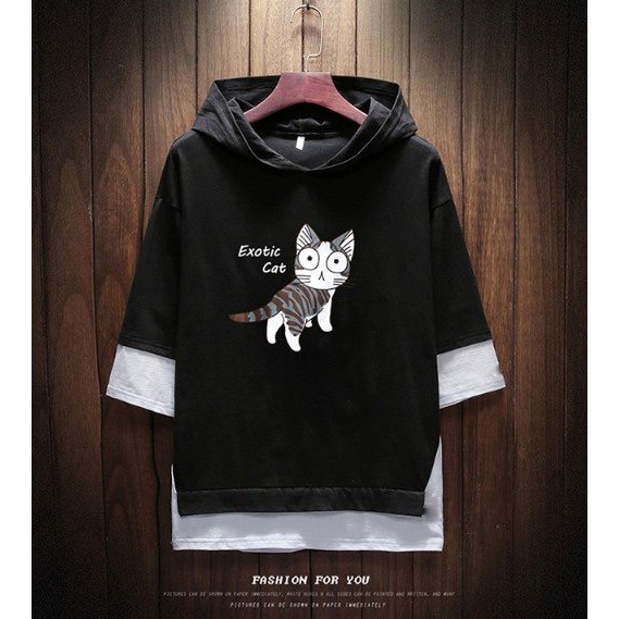 Áo hoodie form rộng in họa tiết mèo trẻ trung năng động fullsize từ 45 đến 85kg M2 | BigBuy360 - bigbuy360.vn