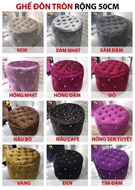 Đôn tròn đính đá ĐK 50cm