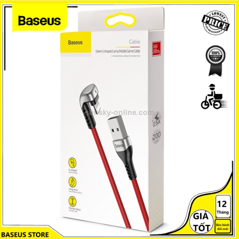 ✅ Dây Cáp sạc nhanh 2.4A Baseus U-shaped Lamp Mobile Game cho iPhone 6/7/8/8Plus/X/XsMax/iPad-Max(chính hãng)