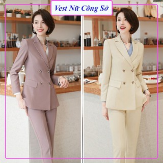 Vest Nữ Hàn Quốc ❤️𝑭𝑹𝑬𝑬𝑺𝑯𝑰𝑷❤️ Giảm 5K khi nhập mã [ AO BLAZER ] Bộ Vest Nữ Hàn Quốc Cao Cấp Gồm Áo Và Quần Dài