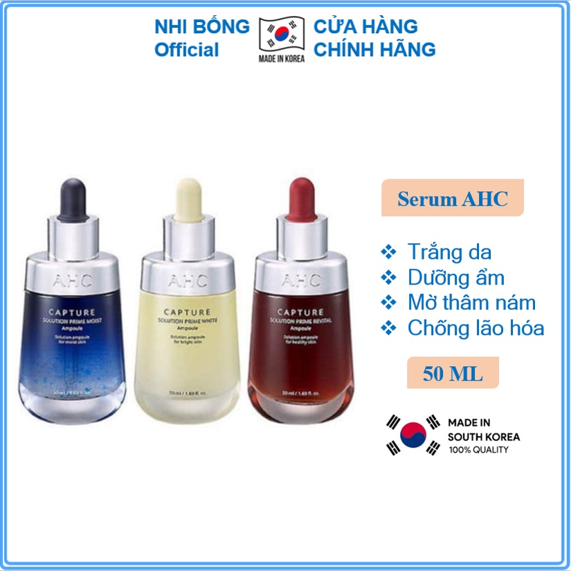 Serum dưỡng da - Tinh chất AHC Capture Solution PRIME Ampoule Vàng /  Xanh Dương / Đỏ Hàn Quốc 50ml