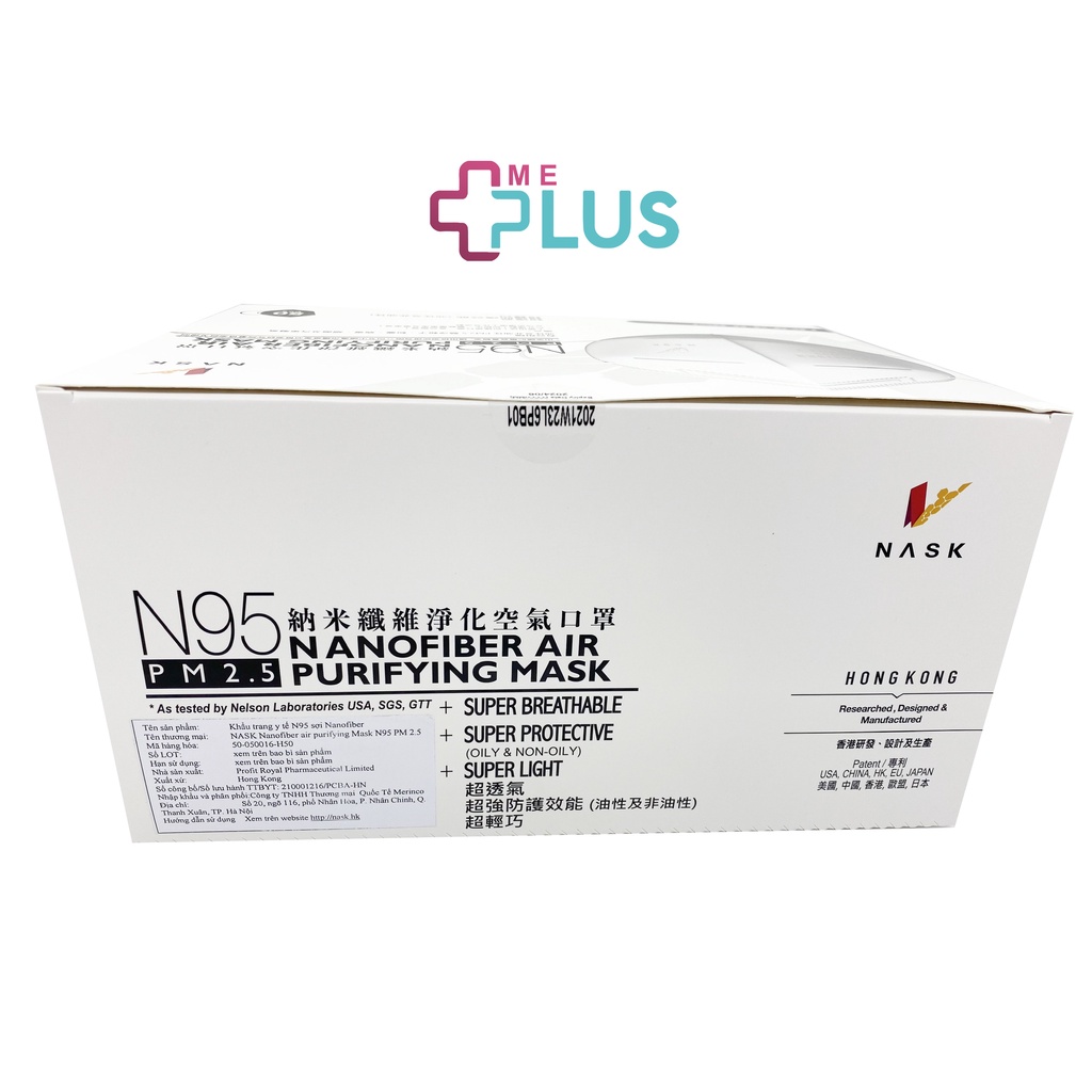 Khẩu trang y tế N95 sợi Nanofiber Nask (Túi 1 chiếc)
