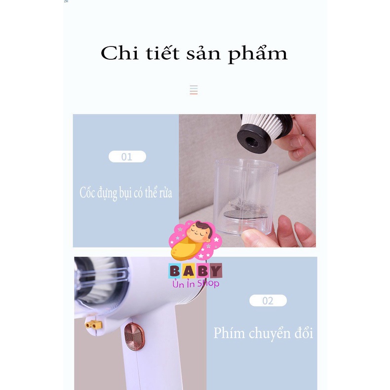 MÁY HÚT BỤI MINI CẦM TAY KHÔNG DÂY - MÁY HÚT VE CHÓ MÈO CAO CẤP - BH 6 THÁNG