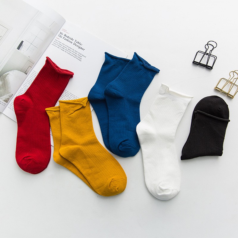 [SET 5 ĐÔI] Vớ Nữ Cổ Cao Cao Cấp Họa Tiết Sọc Ngang, Tất Nữ Cotton mềm mịn thoáng mát khử mùi
