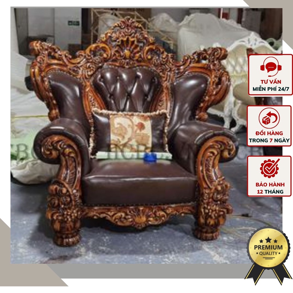 Bộ sofa Khủng chân voi tone gỗ - SOFA-9999-NAU