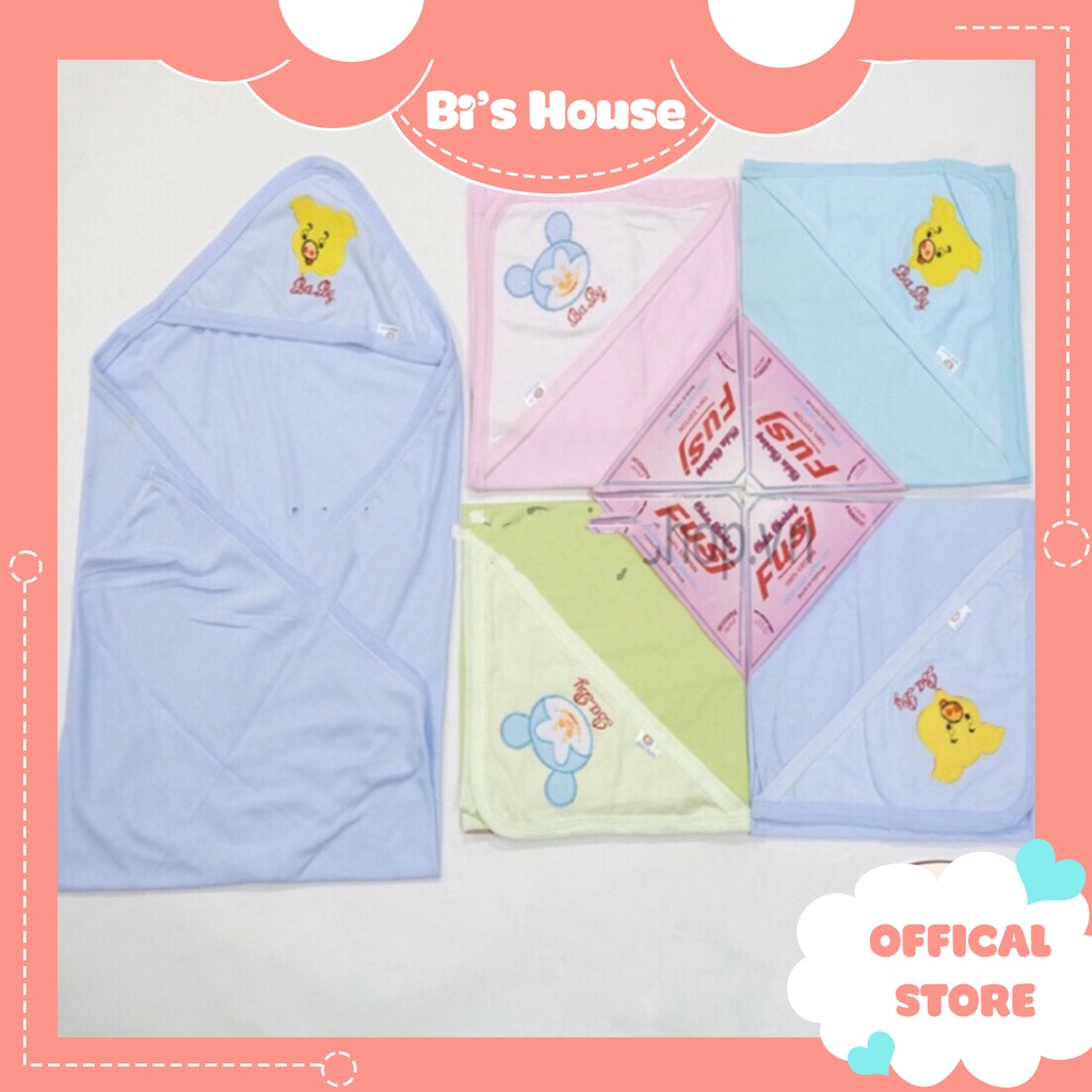 Chăn ủ FUSI trơn có mũ 100%cotton mềm mịn, thoáng khí cho bé 🍀