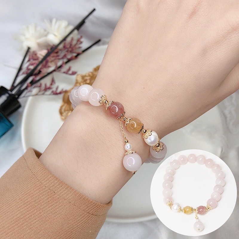 Vòng tay đá hồng phấn 8ly