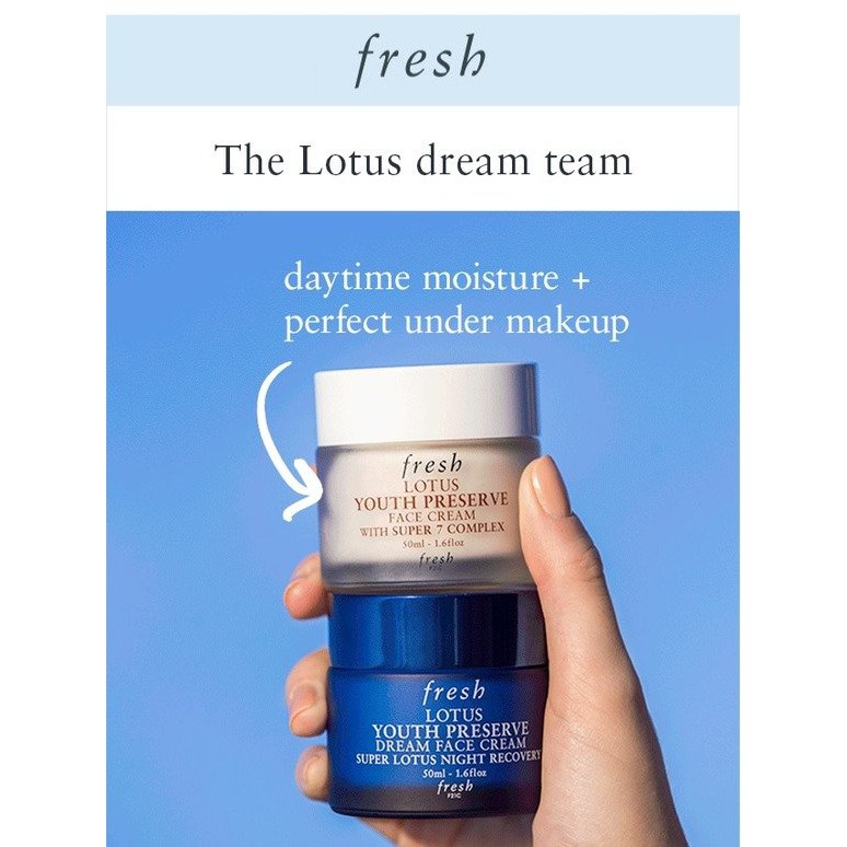 FRESH  Kem dưỡng hoa sen trẻ hoá da ban đêm Lotus Youth Preserve Dream Night Cream