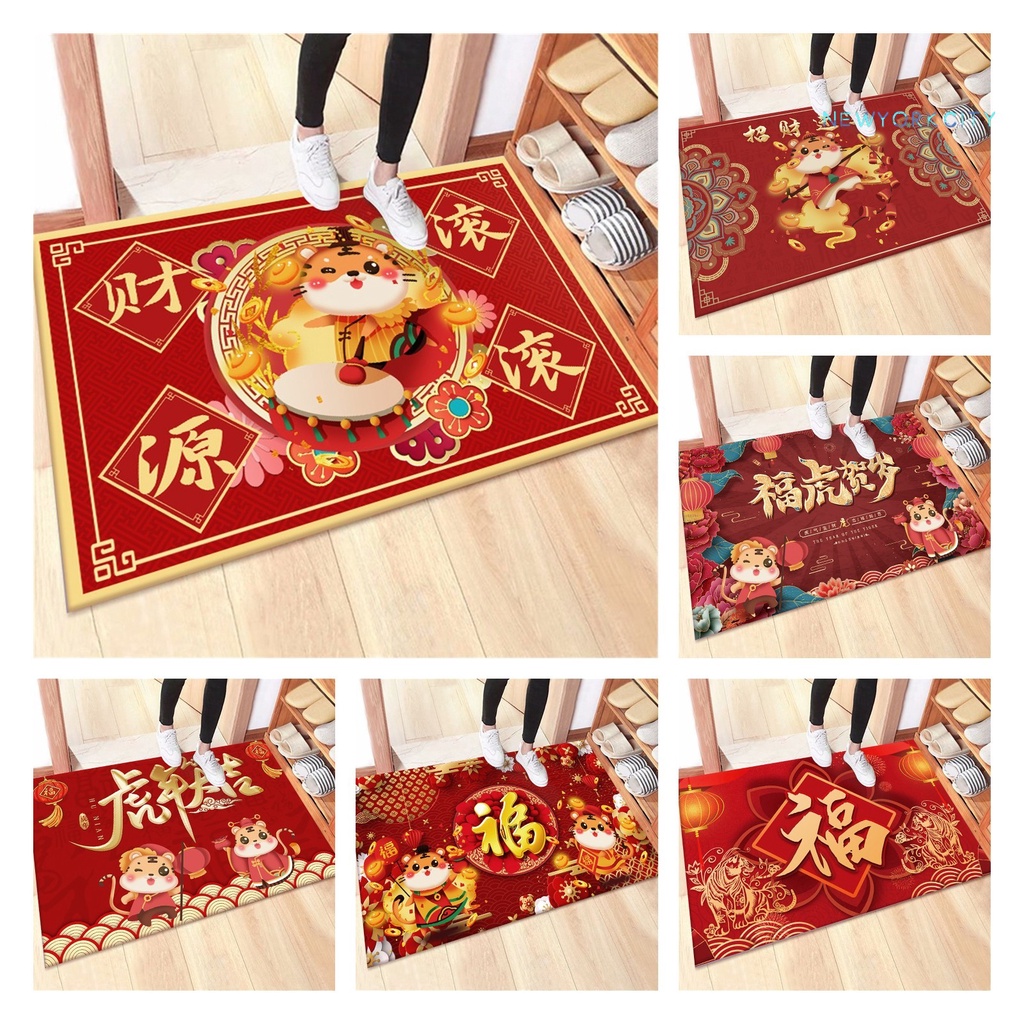 Thảm Chùi Chân Polyester Dày Chống Trượt Họa Tiết Hổ Đáng Yêu Dành Cho Gia Đình