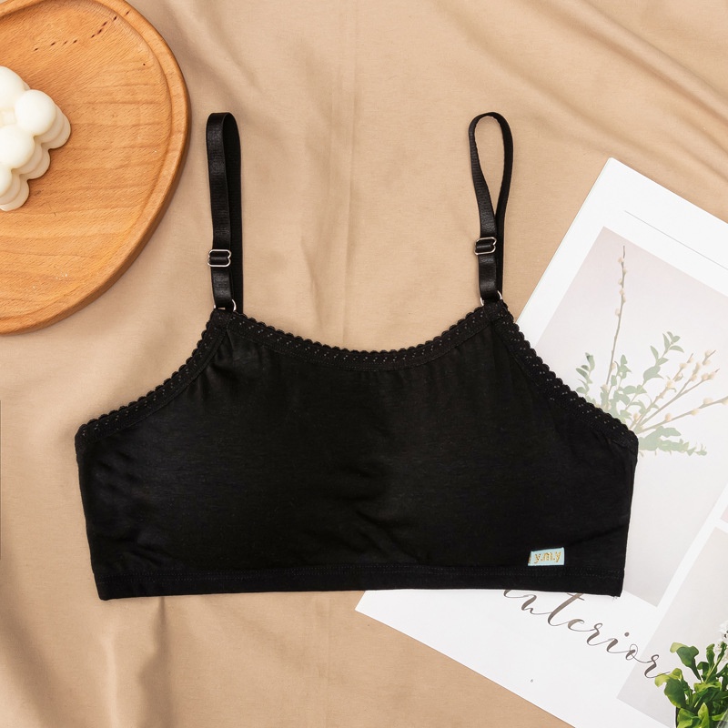 Áo Ngực Thể Thao cotton Không Đường May Màu Trơn Dành Cho Học Sinh Trung Học Nữ Tuổi Teen