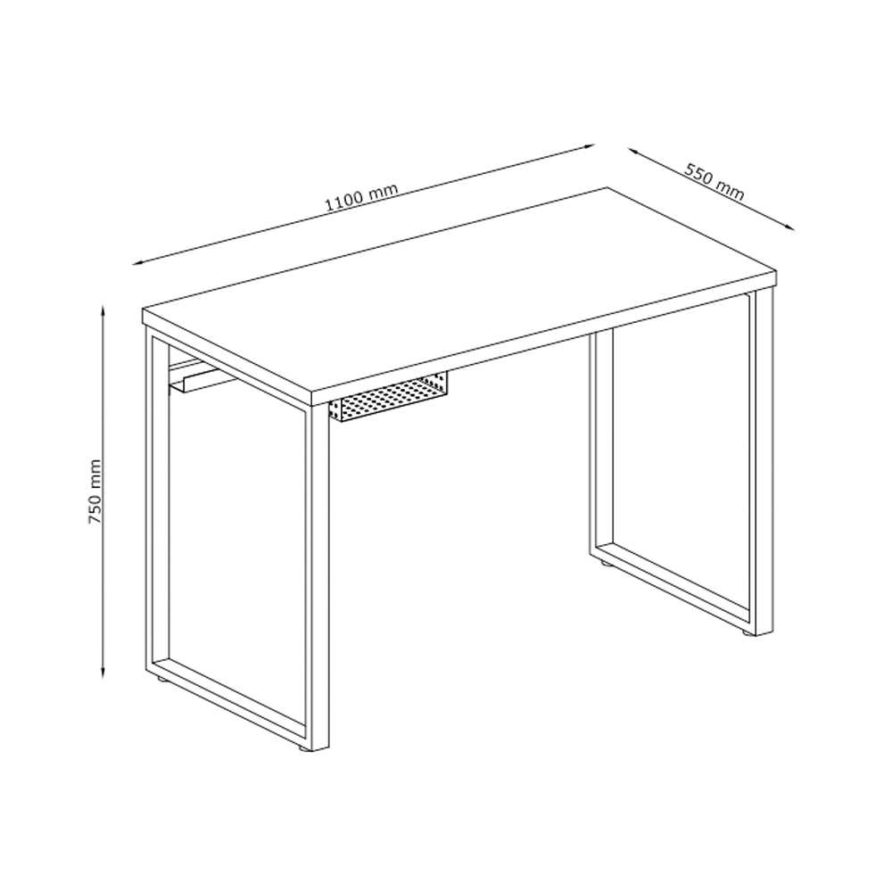 Bàn làm việc | JYSK Aabenraa | gỗ công nghiệp/kim loại | màu sồi/đen | D110xR55xC75cm