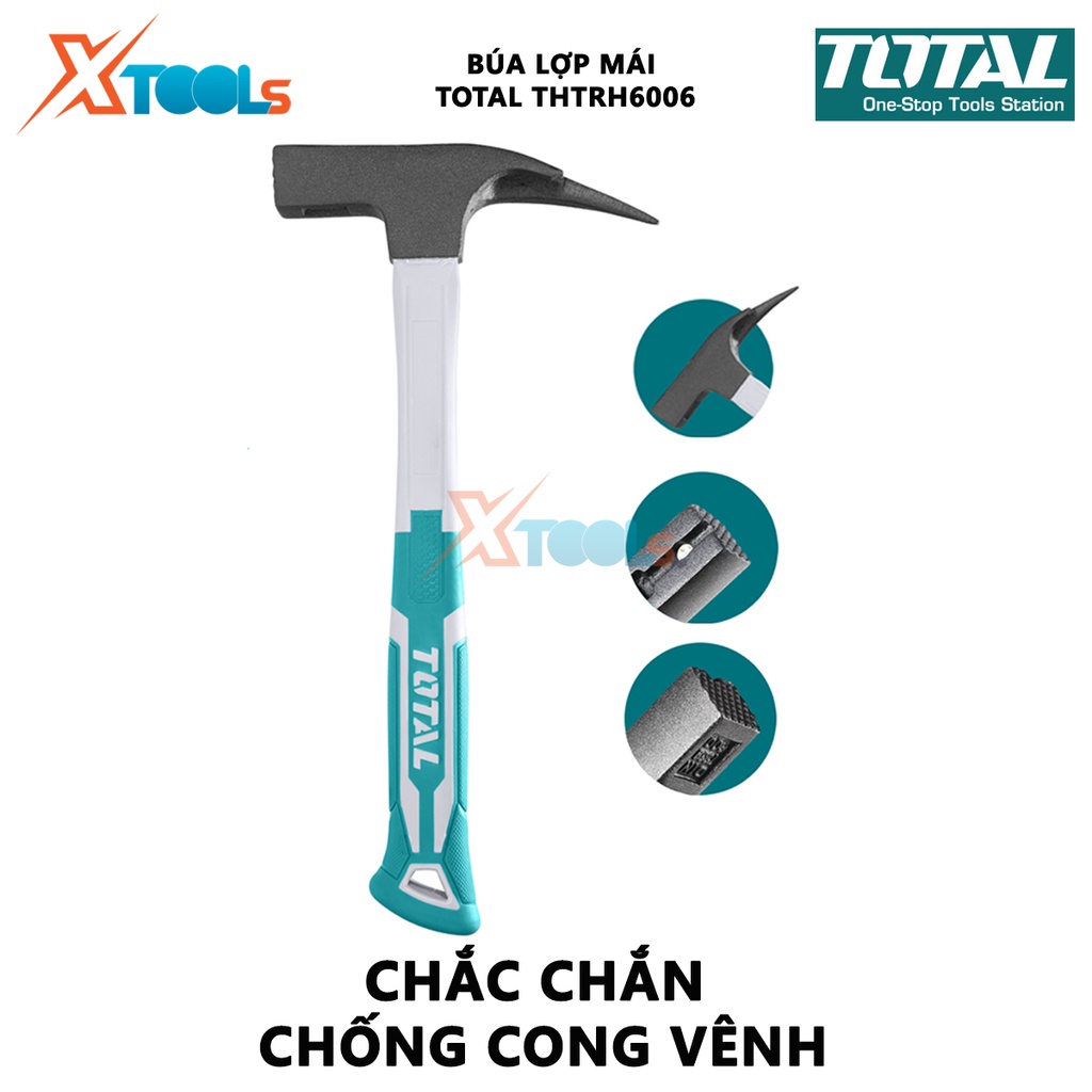 Búa lợp mái TOTAL THTRH6006 | búa cầm tay trọng lượng 600g đầu búa được đúc rèn nguyên khối, chịu nhiệt, thép cacbon 45