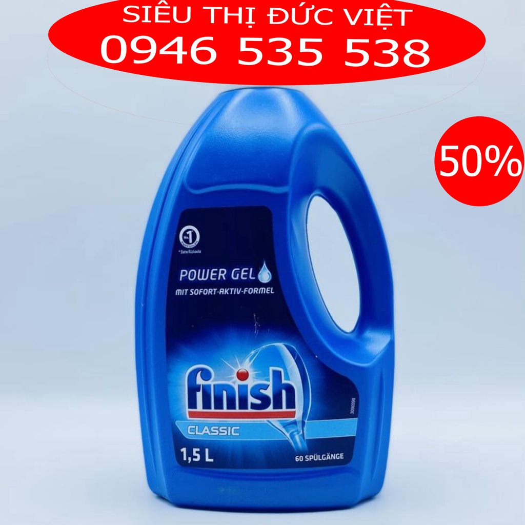 Combo Gel rửa bát Finish Classic 1500ml, Muối 1.2kg, Nước làm bóng 1150ml