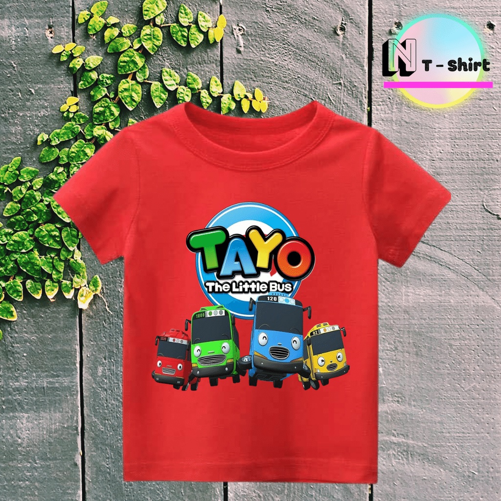 Áo thun cho bé in hình hoạt hình Tayo Bus, Áo cotton mặc mát thoải mái NTShirt 01