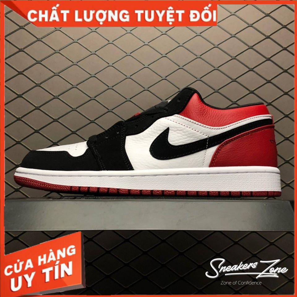 (FREESHIP+HỘP+QUÀ) Giày Thể Thao Sneakers AIR JORDAN 1 Low Red White Trắng mũi đen gót đỏ cực đẹp cho cả nam và nữ