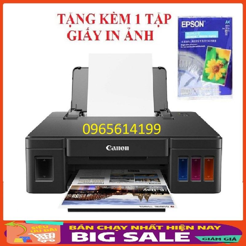 Máy in phun màu Canon Pixma G1010 kèm 4 chai mực hàn quốc ( Tặng 1 Tập Giấy Ảnh )