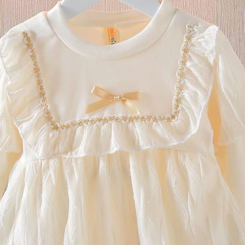Đầm Công Chúa Giả Hai Lớp Tay Phồng Màu Trơn Thời Trang Xuân Thu Cho Bé Gái 0-3 Tuổi