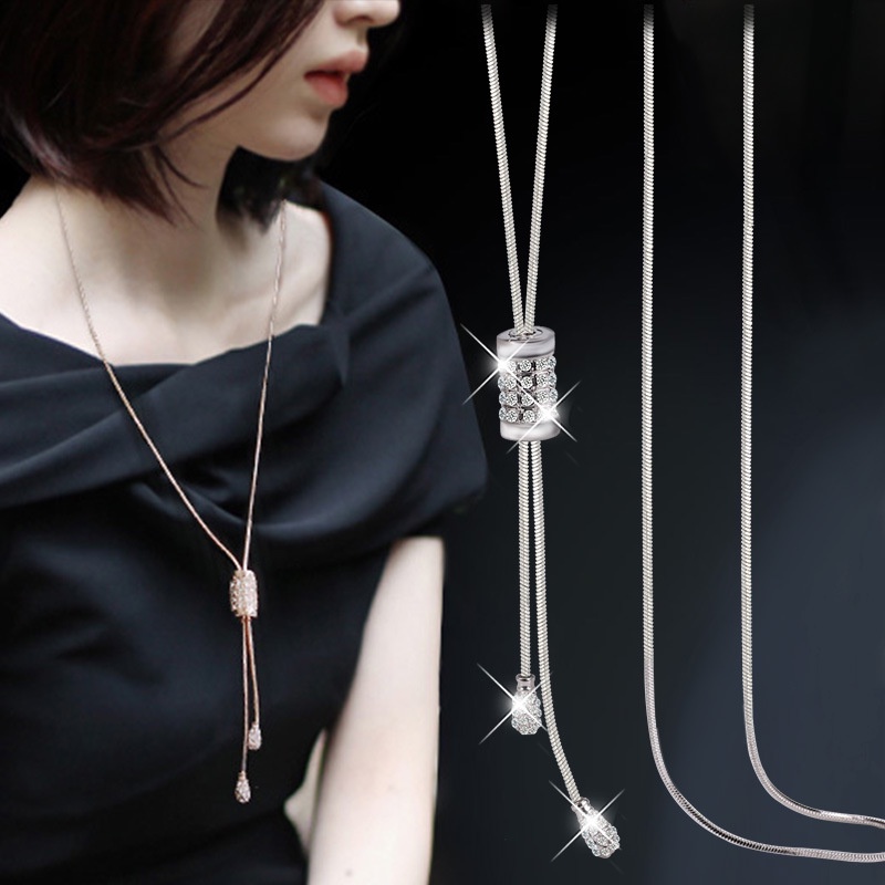 Dây chuyền ETRENDY dáng dài mặt tua rua đính đá nhân tạo dễ phối đồ thời trang đơn giản thanh lịch dành cho nữ