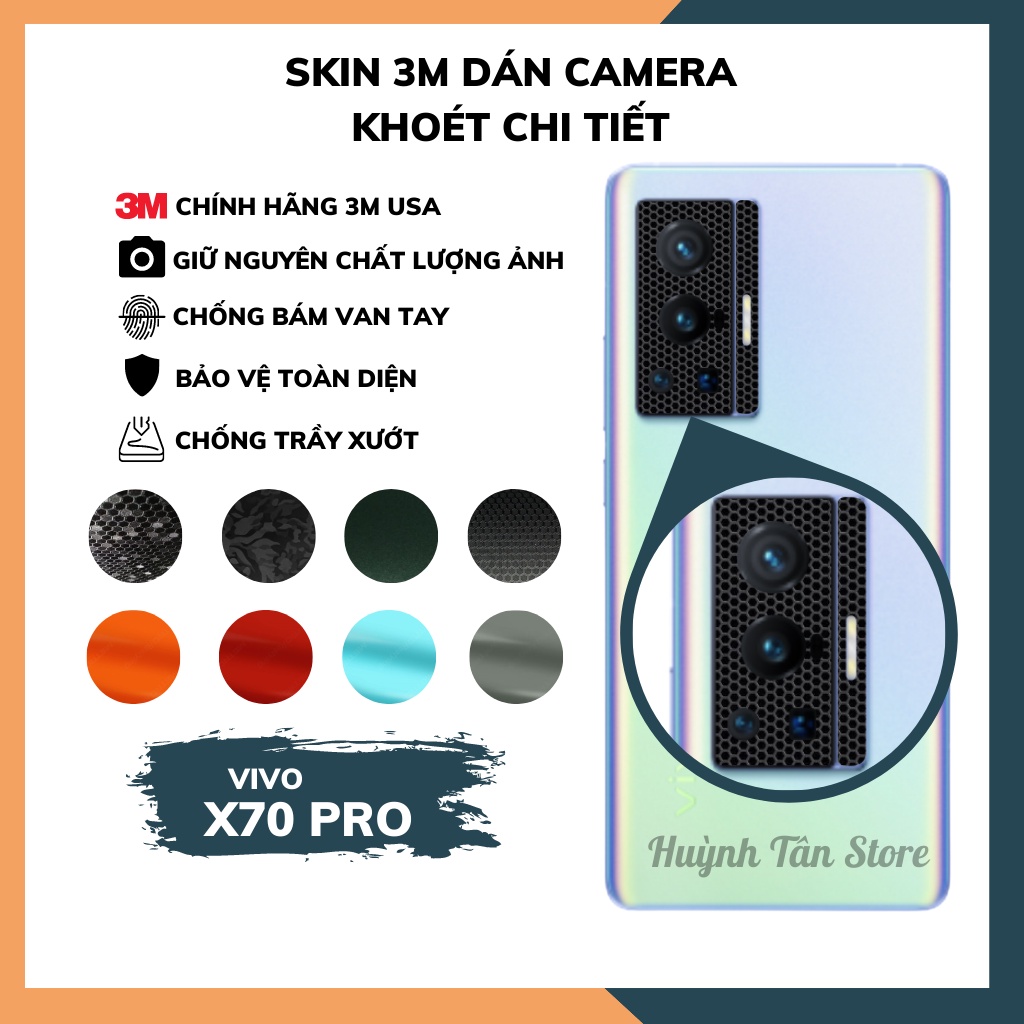 Miếng dán camera vivo x70 pro 5g skin 3m chính hãng từ USA chống trầy xướt mua 1 tặng 1 phụ kiện huỳnh tân store